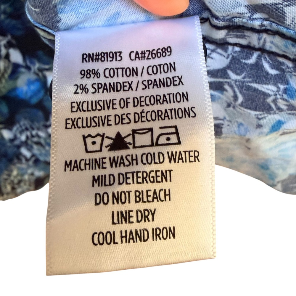Robert Graham Shirt Mens M Blue Skull Floral Long Sleeve Gothic Party Halloween - Picture 8 of 8